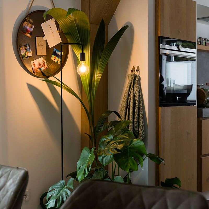 Moderne vloerlamp zwart rond 145cm - Facil