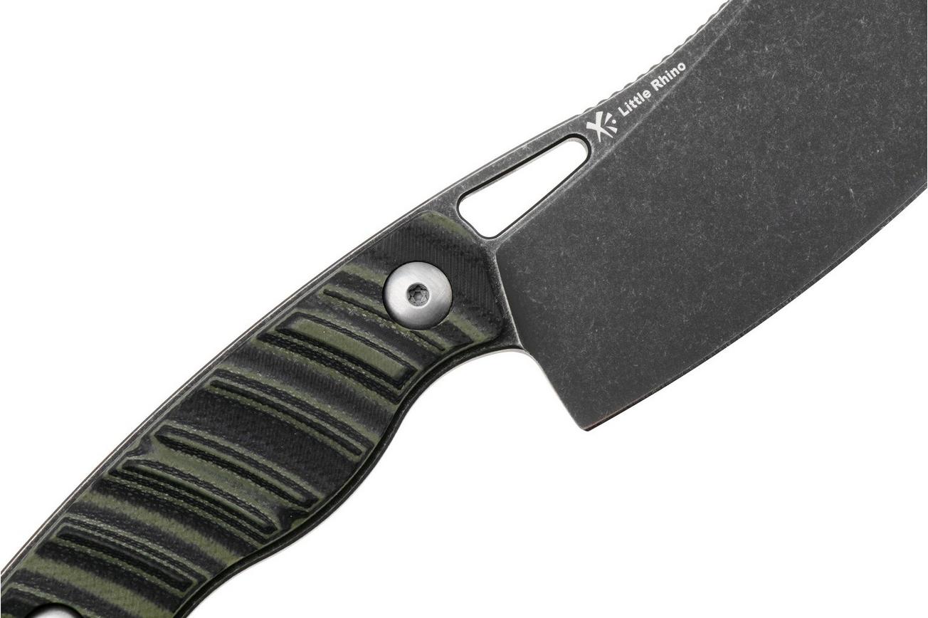 Kizer Little Rhino 1065A3, Black D2, Olive Green/Black G10 vaststaand mes, Kapuscinski Giedymin design