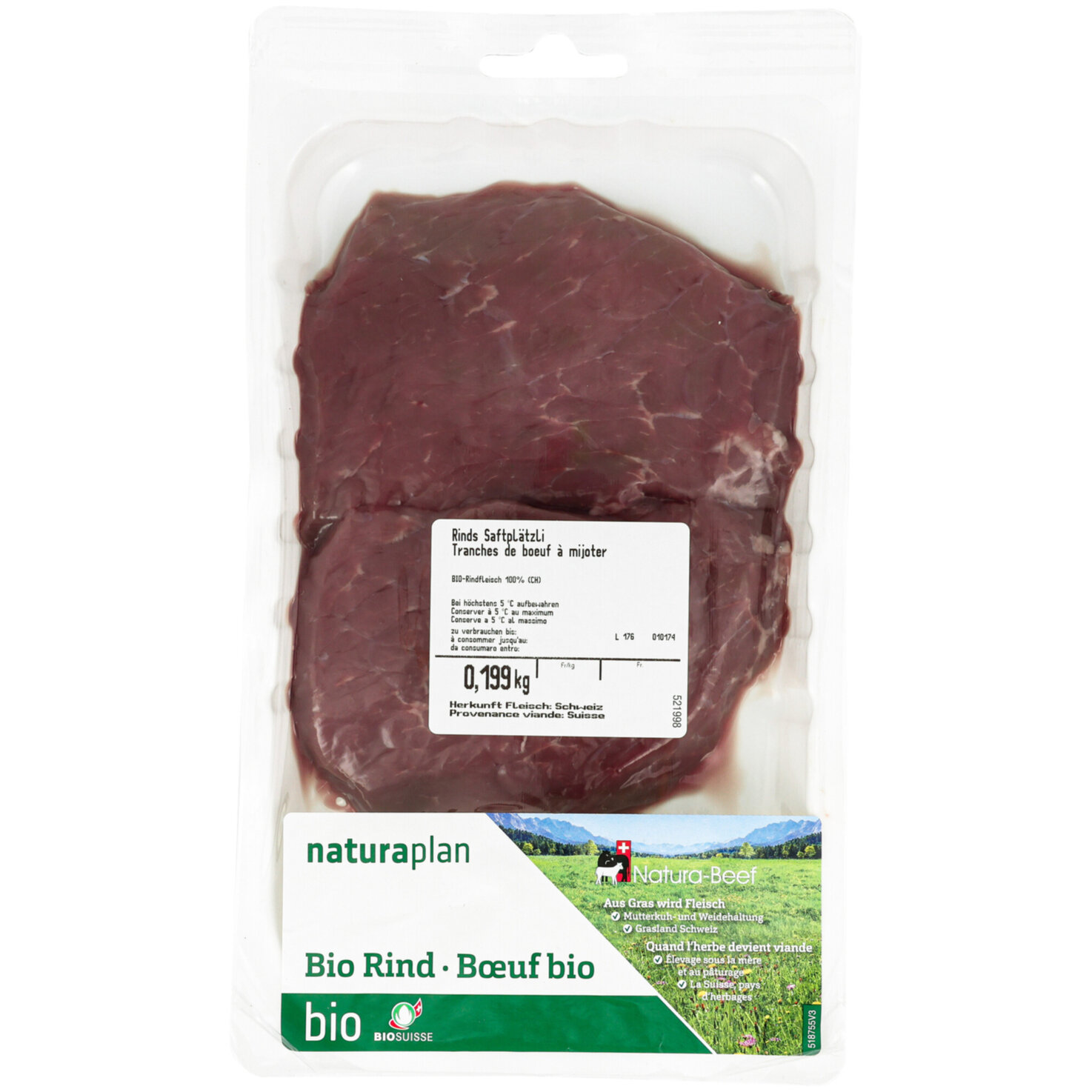Naturaplan Bio Natura-Beef Saftplätzli 2-3 Stück 200g