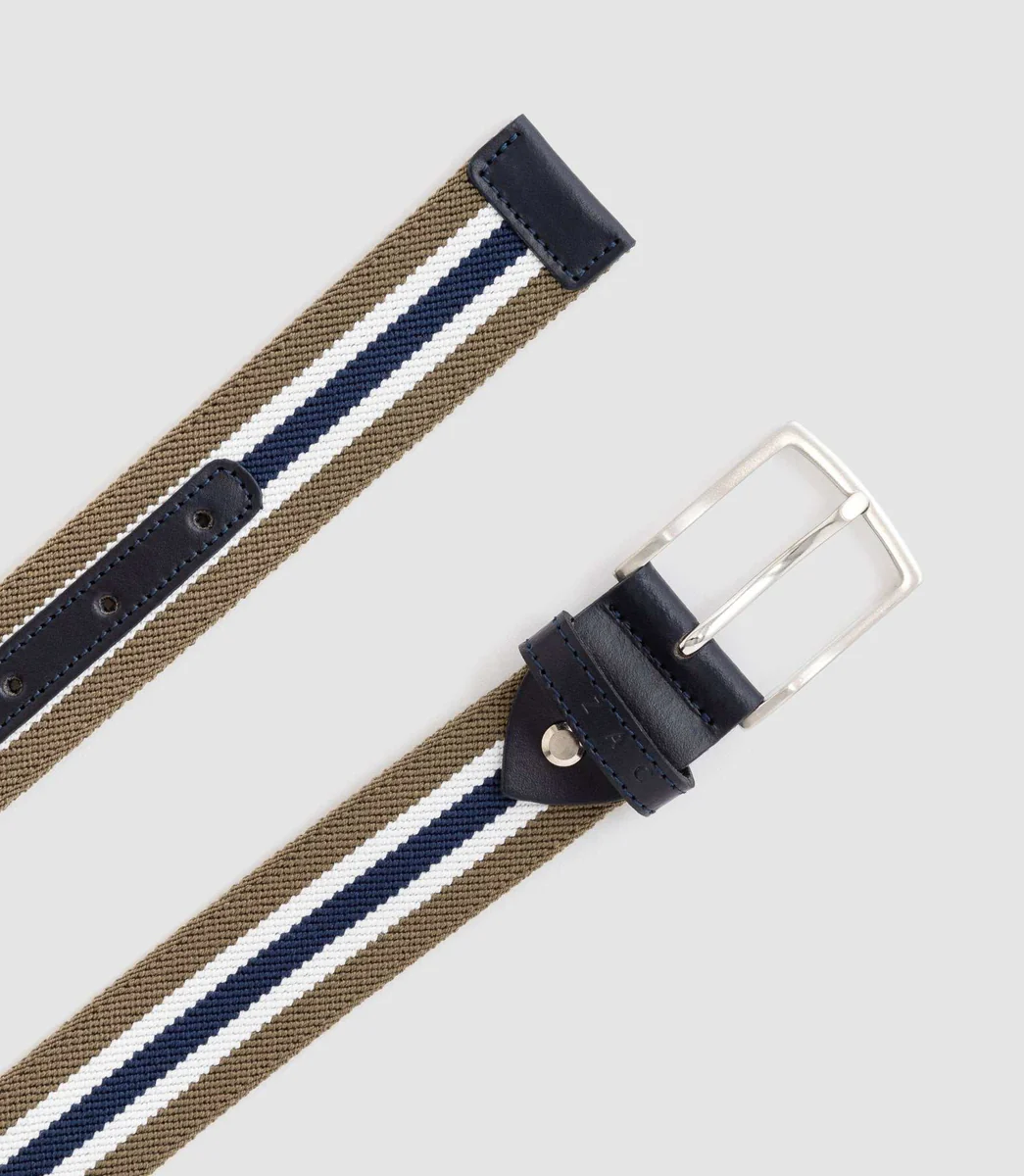 Ceinture ajustable casual kaki-marine 