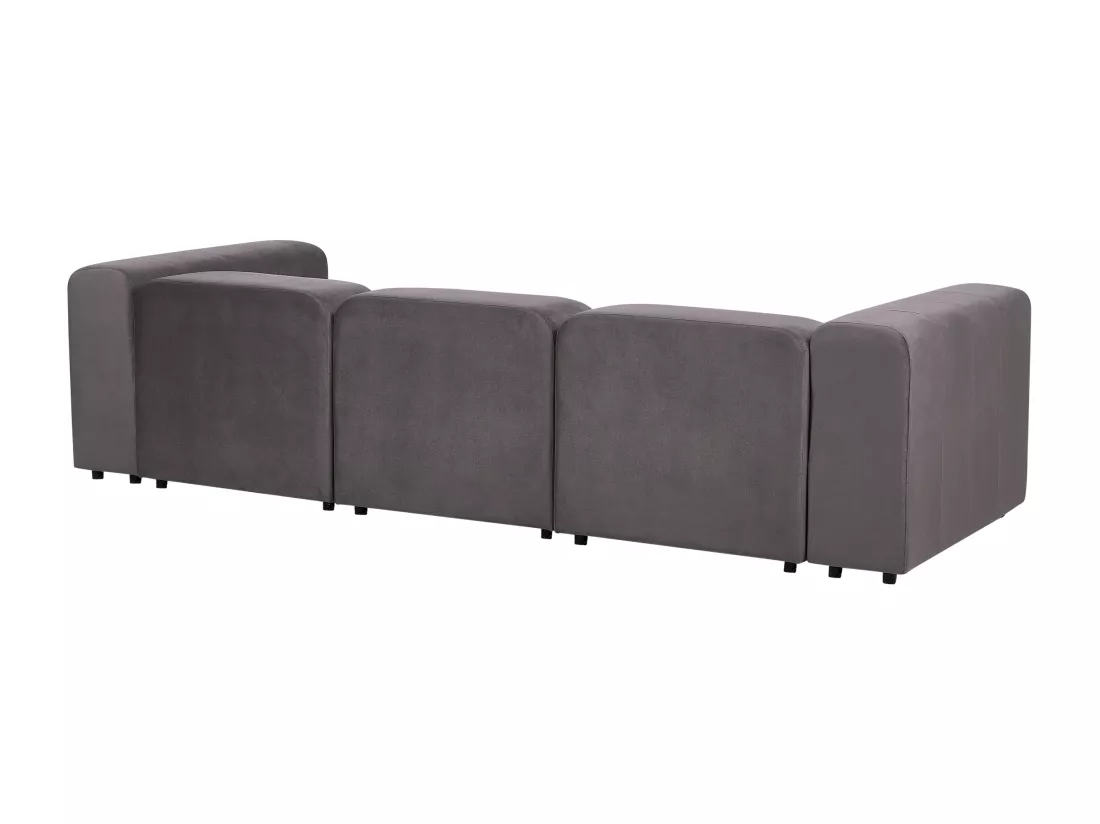 Canapé 3 places modulable avec ottoman en velours gris foncé FALSTERBO