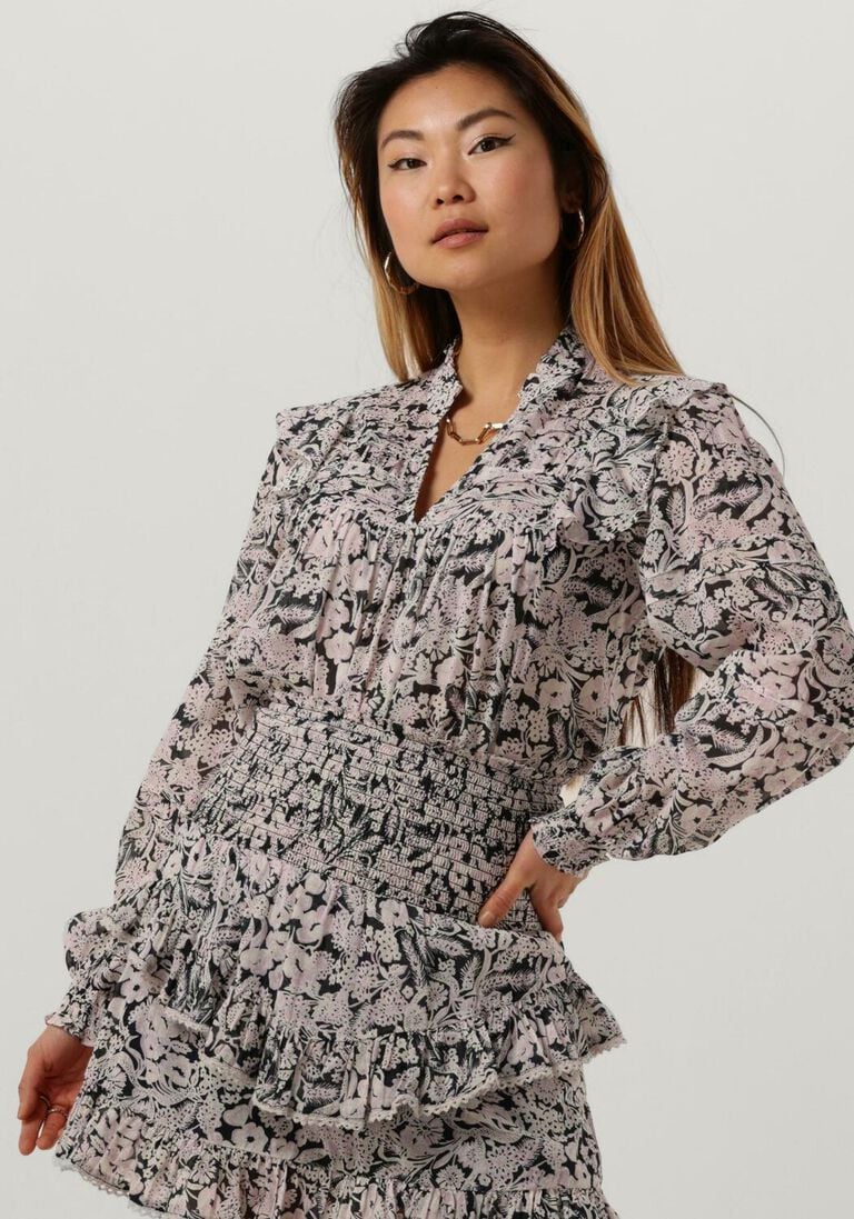 NEO NOIR zwarte neo noir blouse hama sweet floral blouse