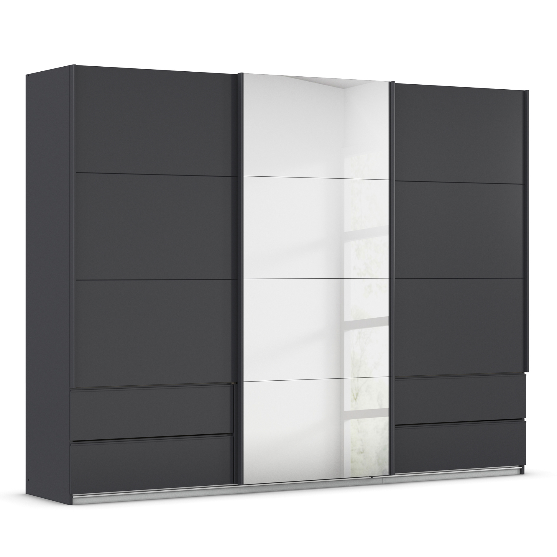 Schwebetürenschrank - grau metallic - 271 cm