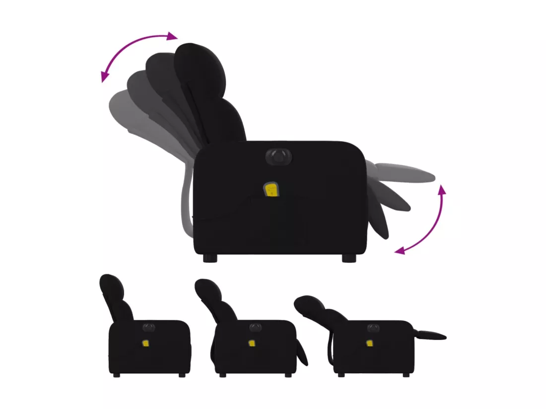 Fauteuil massant inclinable électrique Noir Tissu
