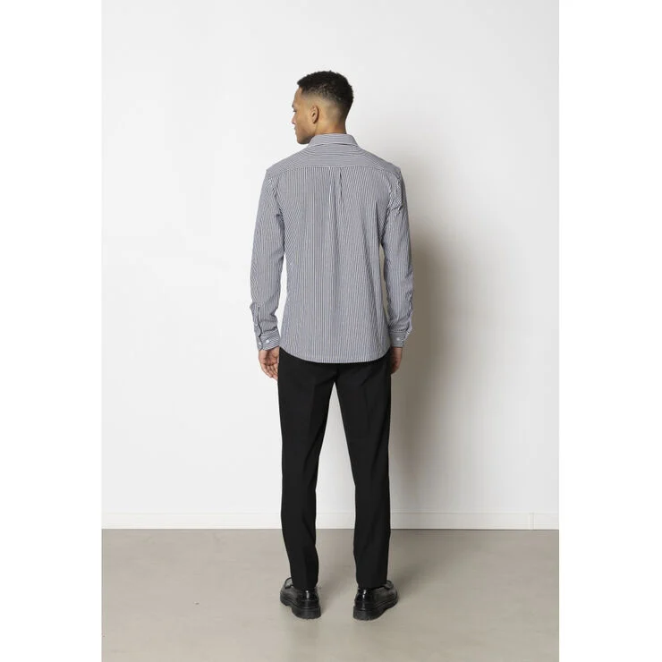 Clean Cut Copenhagen Clean Formal Stretch Stripe Shirt L/S Navy/white stripe