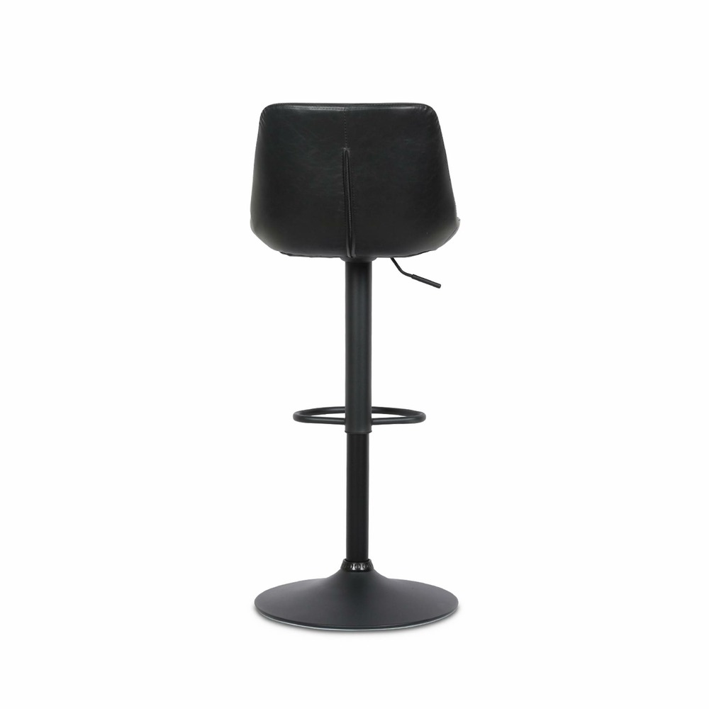 Lot de 2 tabourets de bar réglables - noah - simili cuir noir - hauteur réglable 60.5/81.5cm . Repose-pieds