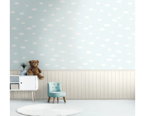 Vliesbehang 39816-1 plint wolken blauw wit 3-delige set 159 x 280 cm