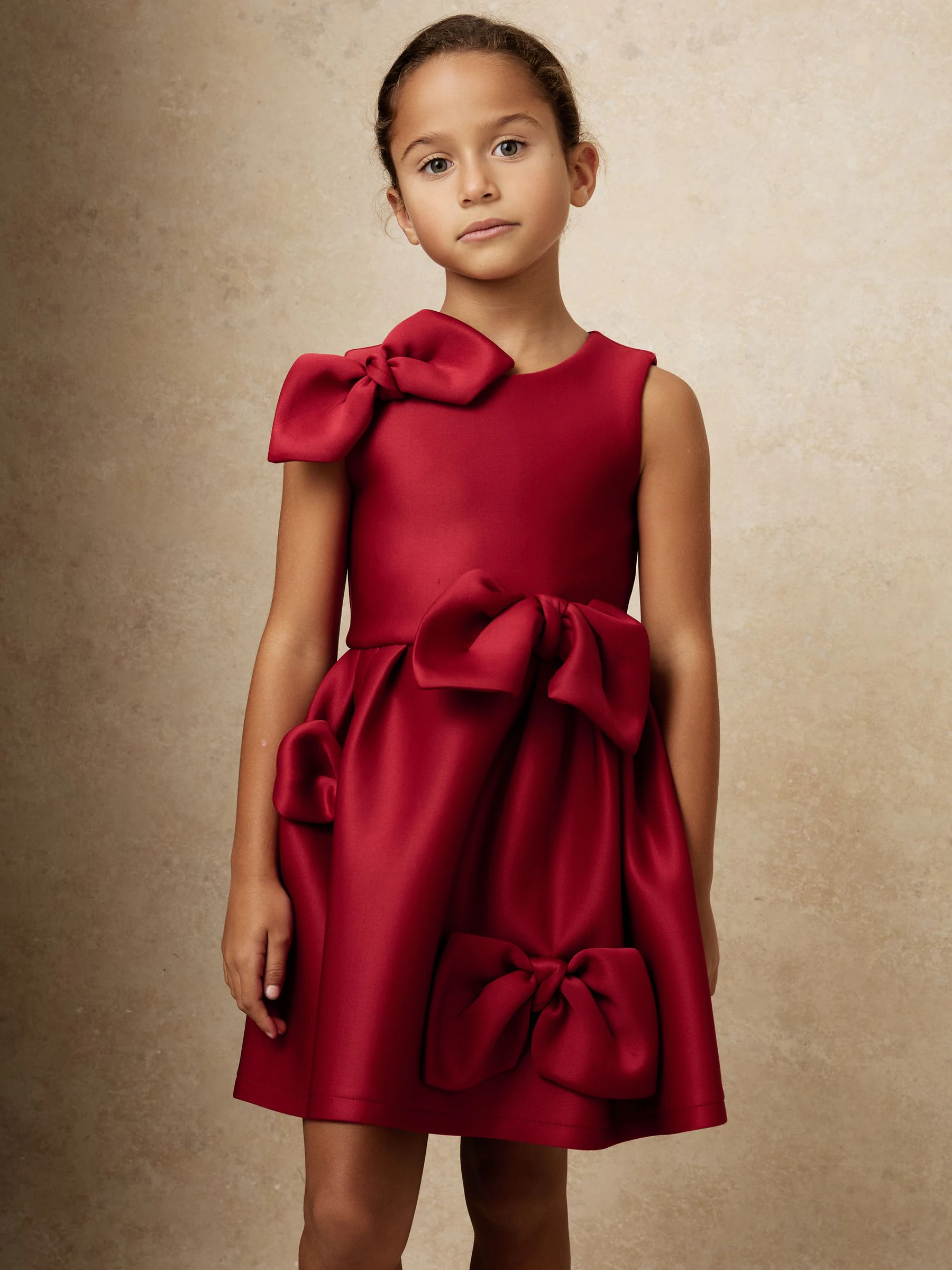 Rood - Reiss Joey Scuba Bow-Detail Flared Dress