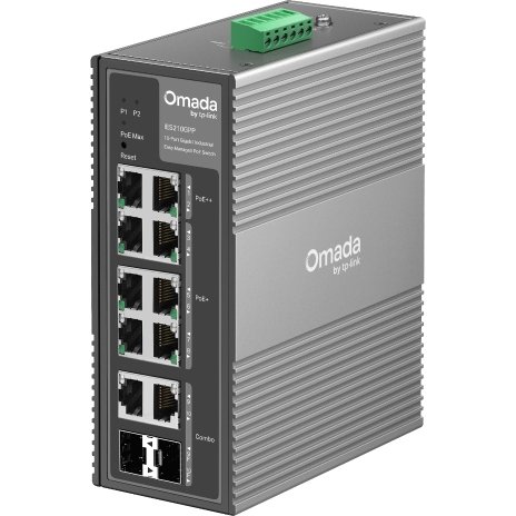 TP-Link Omada IES210GPP commutateur réseau Géré Gigabit Ethernet (10/100/1000) Connexion Ethernet, supportant l'alimentation via ce port (PoE) DIN rail Gris