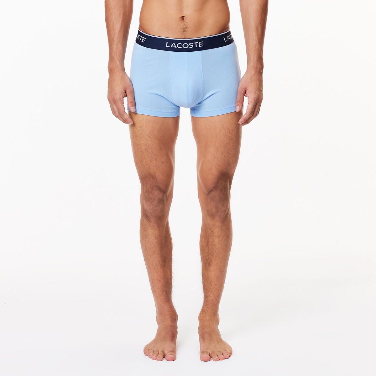 LACOSTE<br>Conjunto de 3 cuecas boxer lisas, algodão elástico