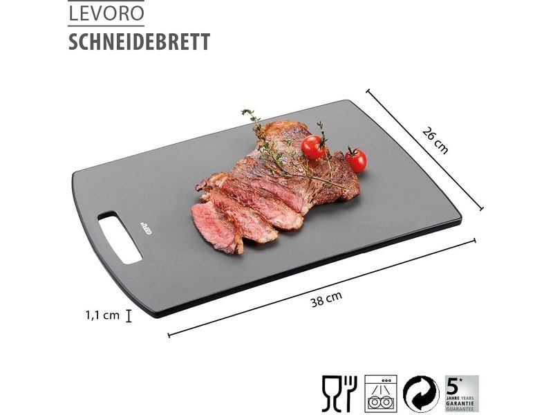 GEFU Schneidebrett Levoro gross 38 x 26 x 1.1 cm Schneidebrett mit Antimikrobieller Fläche