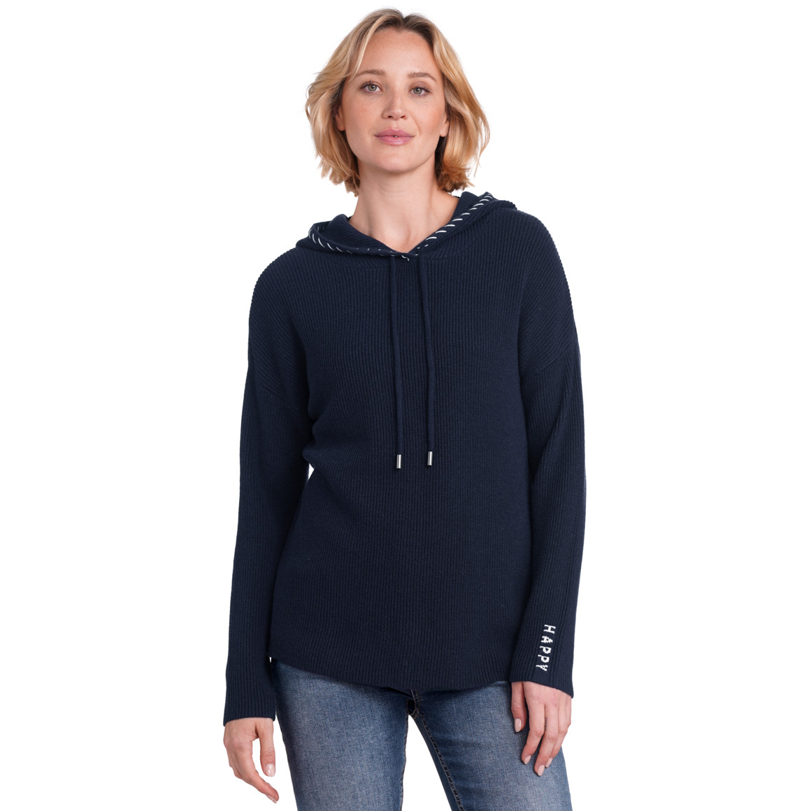 Gina Benotti Damen Strickpullover mit Tunnelzug dunkelblau
