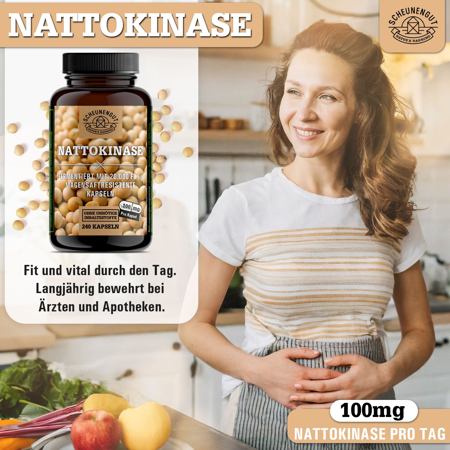 Scheunengut® Nattokinase 20.000 FU/g | pflanzliche Fermentation, 100% rein & vegan