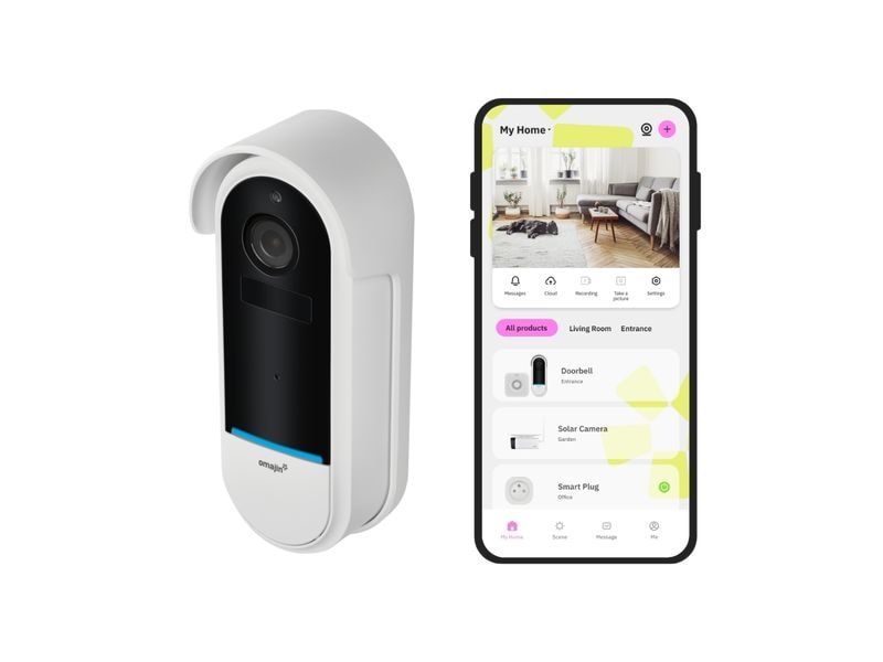 omajin by Netatmo OMA-OVD-01-EU Kabellose Videotürklingel Vernetzte Türklingel mit Kamera, 2-Wege-Audio, Nachtsicht und 10 Monaten Akkulaufzeit