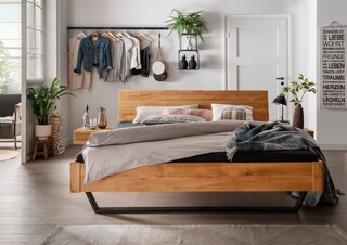 Bettgestell II 140 x 200 cm braun/ Metallkufe anthrazit