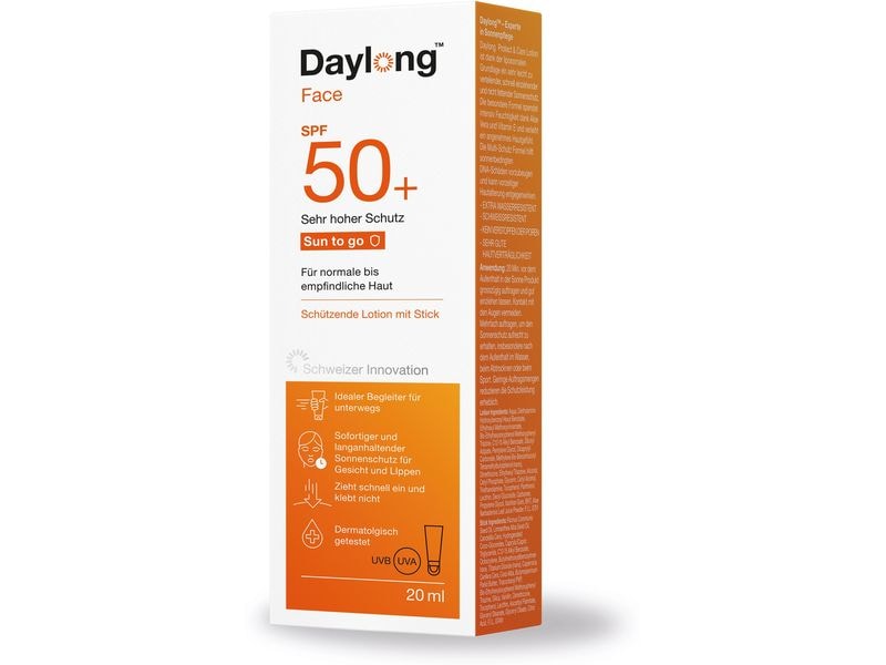 DAYLONG Sonnencreme Face Sun to go Stick SPF 50  20 ml Hoher Sonnenschutz für Unterwegs