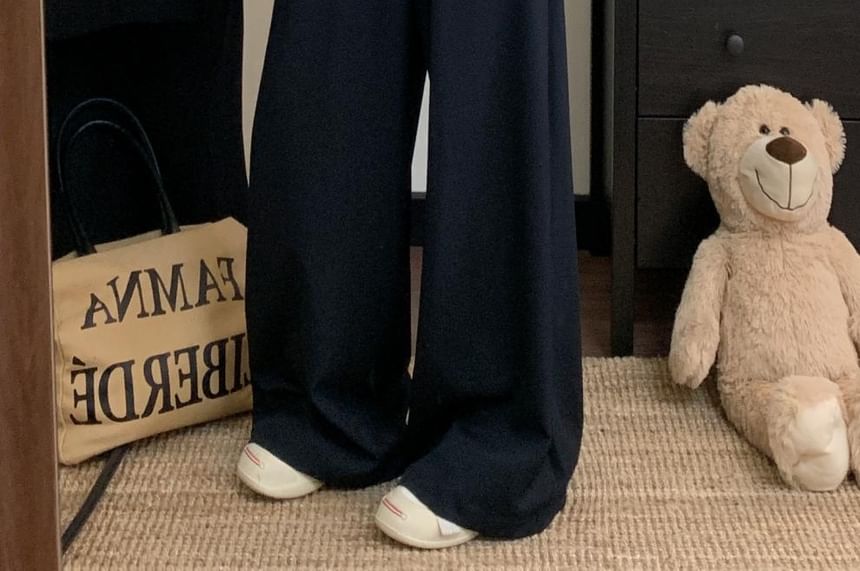 Chisan - Broek met hoge taille en geruit paneel en wijde pijpen