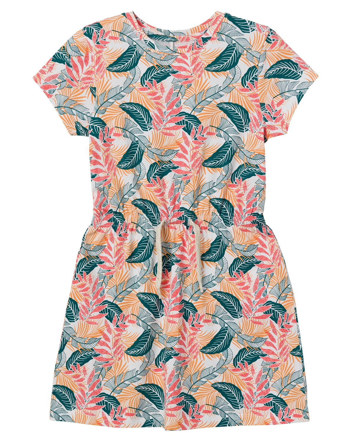Kurzarmkleid NKFFOSKHI LEAVES in bright white