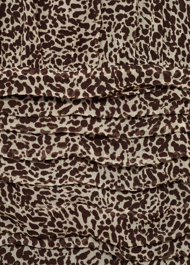 MANGO Leopard print draped dress Brown