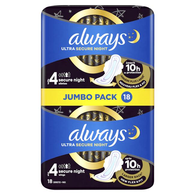 Always Ultra Maandverband Secure Night Met Vleugels 18 Stuks