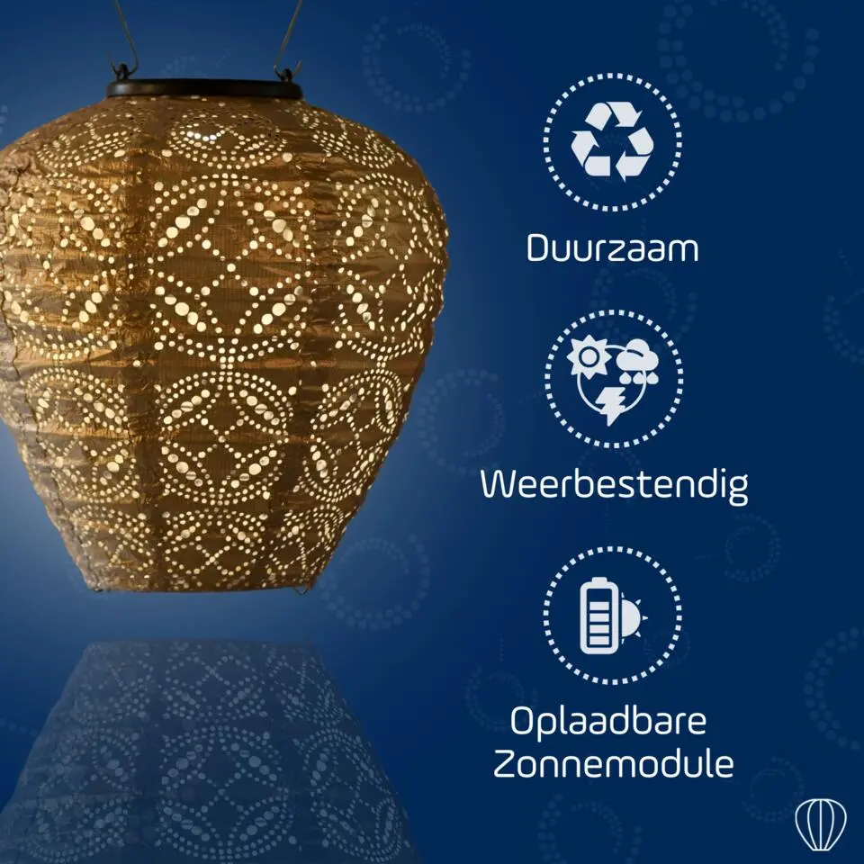 LUMIZ Solar Lampion Mandela Balloon - 20 cm - Goud