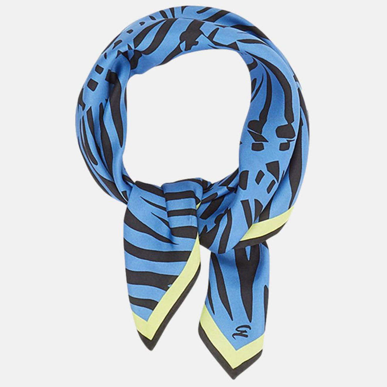 Galeries Lafayette Petit Carré de Soie Zèbre Wonder bleu - 53x53 cm