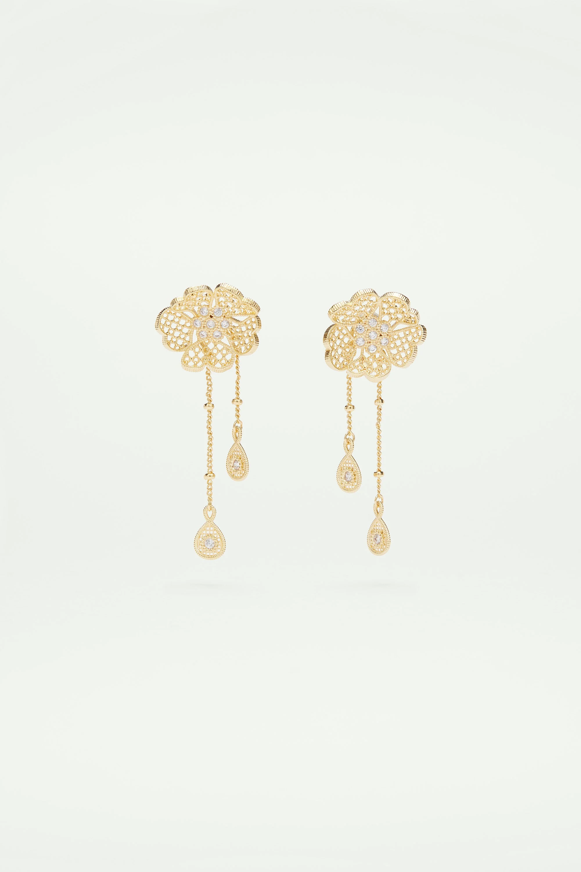 Boucles d'oreilles deux en un fil d'or | Jaune