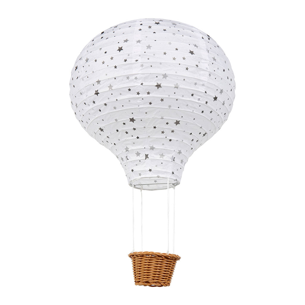 Suspension montgolfière motifs étoiles 30x45x30cm