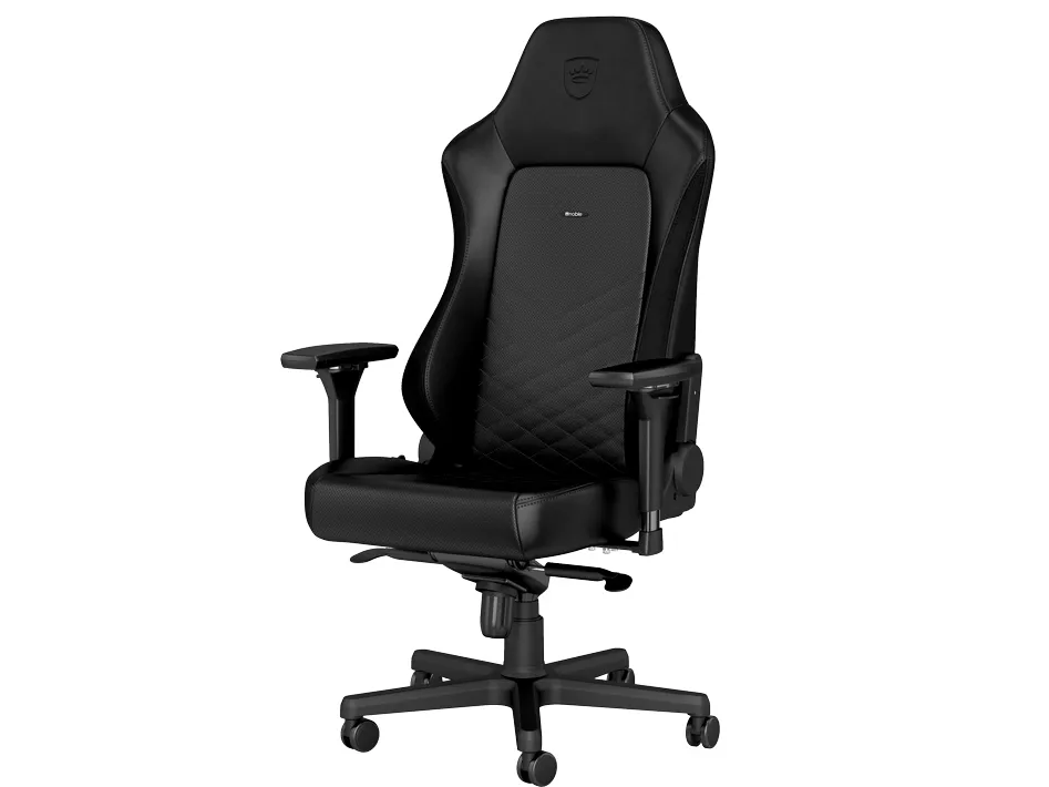 Noblechairs Hero - Stol - ergonomisk - armstøtter - T-formet - vippe - drejeled - aluminium, polyurethan, stål, memory foam, polyuretan vegan falsk læder - sort