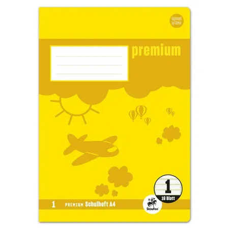 Staufen Premium Schulheft Lin1 A4 16 Blatt 90g/qm 5/5/5mm liniert farbig