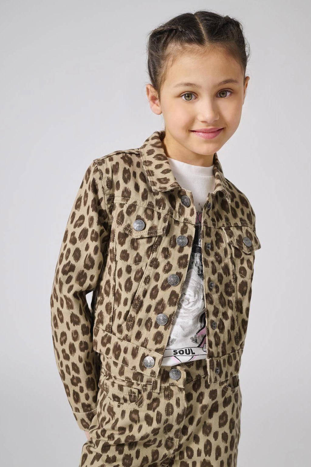 ONLY spijkerjas met panterprint beige/bruin/zwart