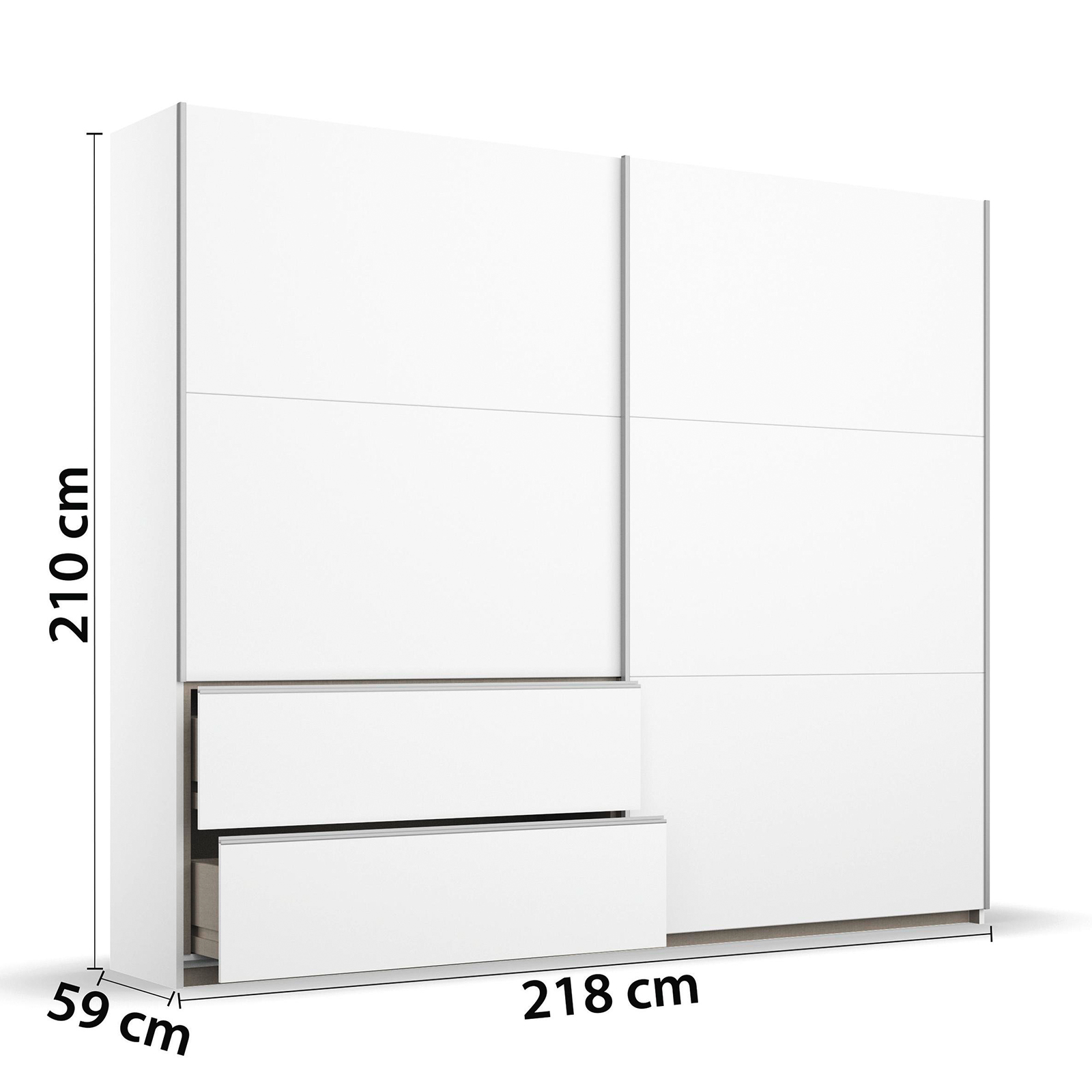 Schwebetürenschrank - alpinweiß - 218 cm breit