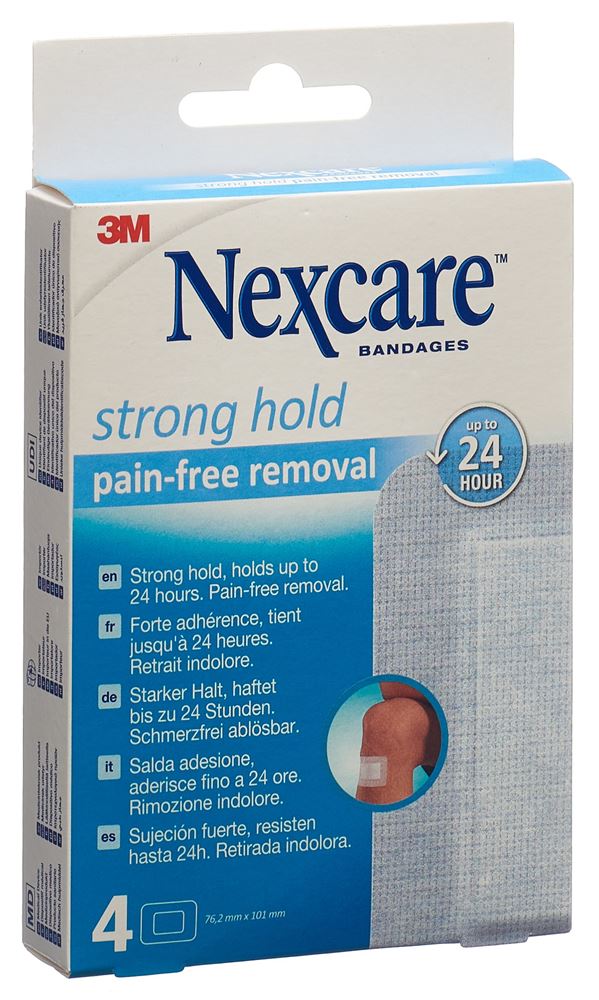 NEXCARE Strong Hold Pads Pain Free Removal 76.2x101mm 4 Stk