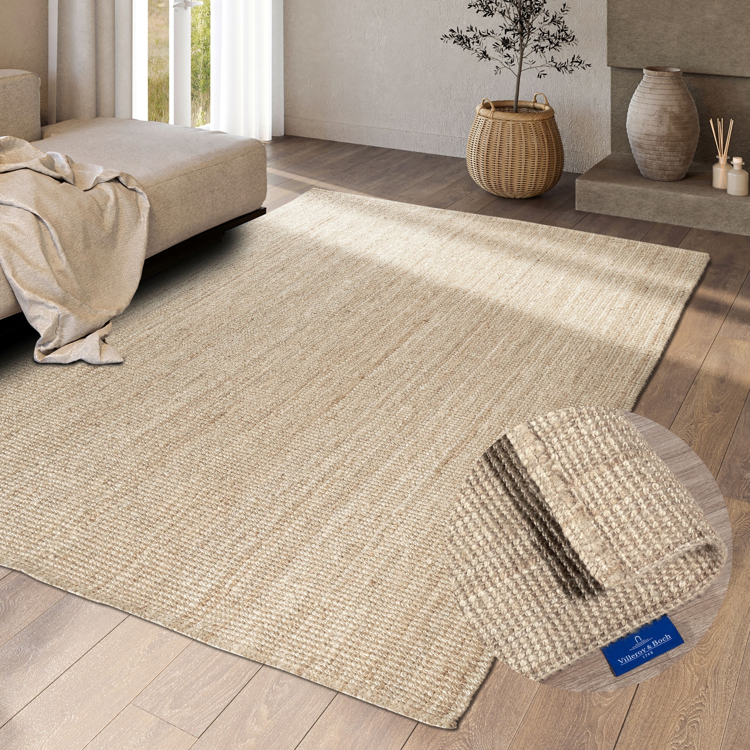 Villeroy & Boch Teppich »Rosalie Juteteppich« rechteckig 10 mm Höhe Läufer, 100% Jute, Natur, Wohnzimmer, Esszimmer, Schlafzimmer, GRS