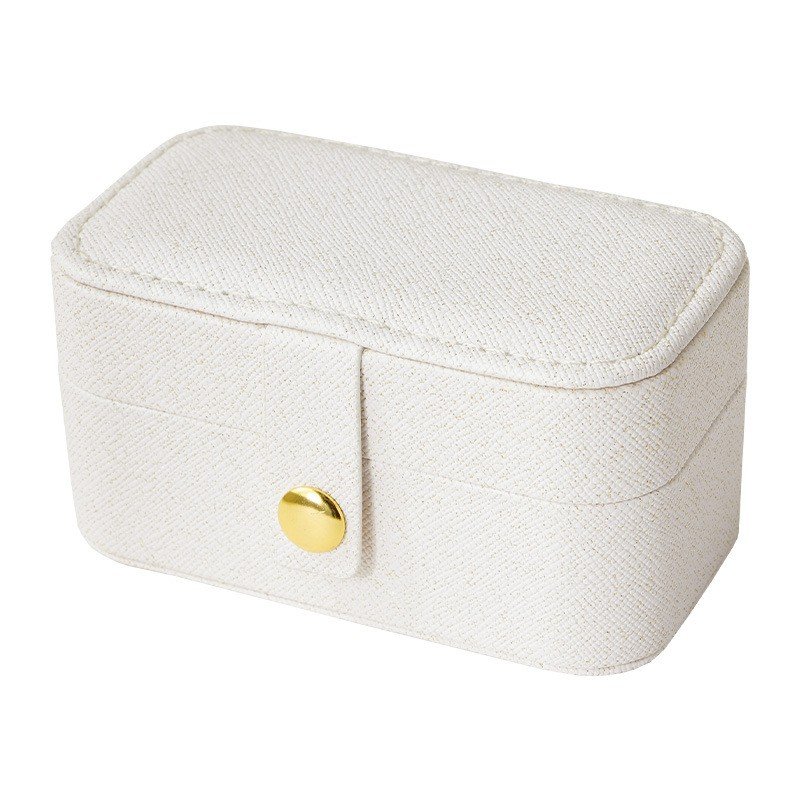 Mini Leder Schmuckschatulle Reise Aufbewahrungsbox Organizer für Ringe / Halsketten / Ohrringe - Weiss