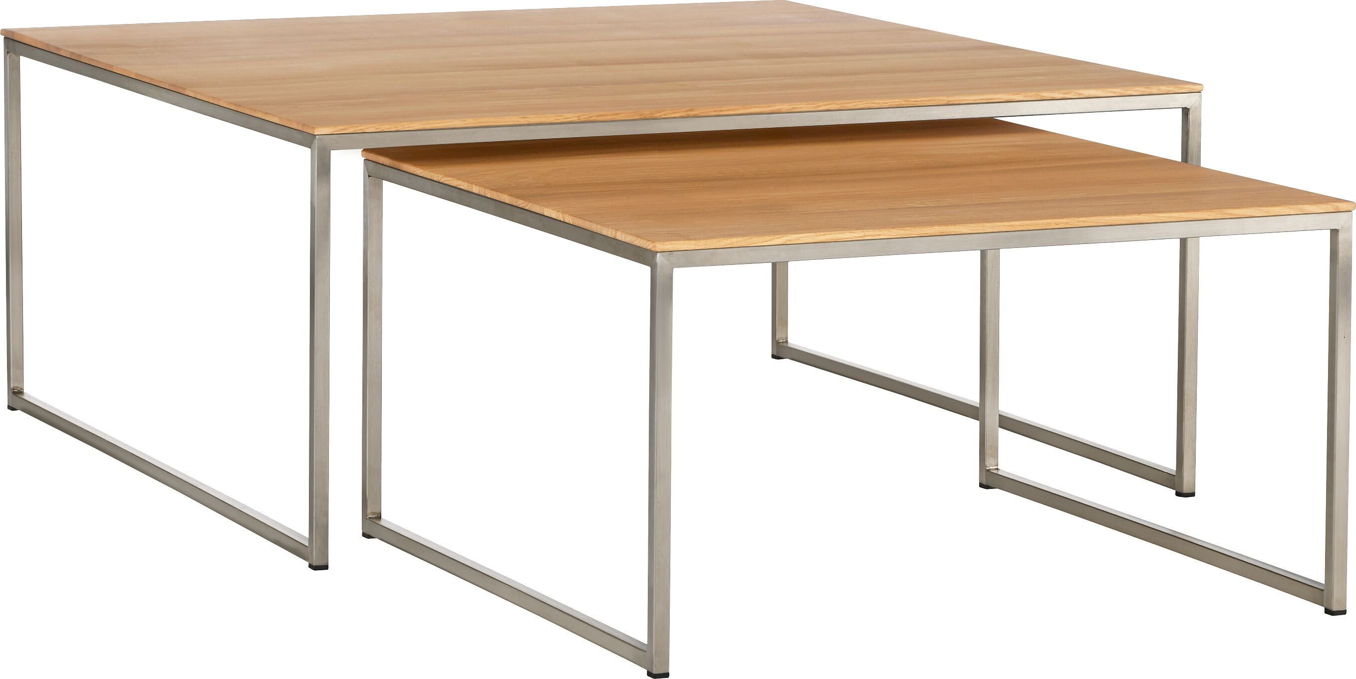 AVEA Salontisch - Eiche massiv / Edelstahl / B: 90.0 cm x T: 90.0 cm x H: 40.0 cm