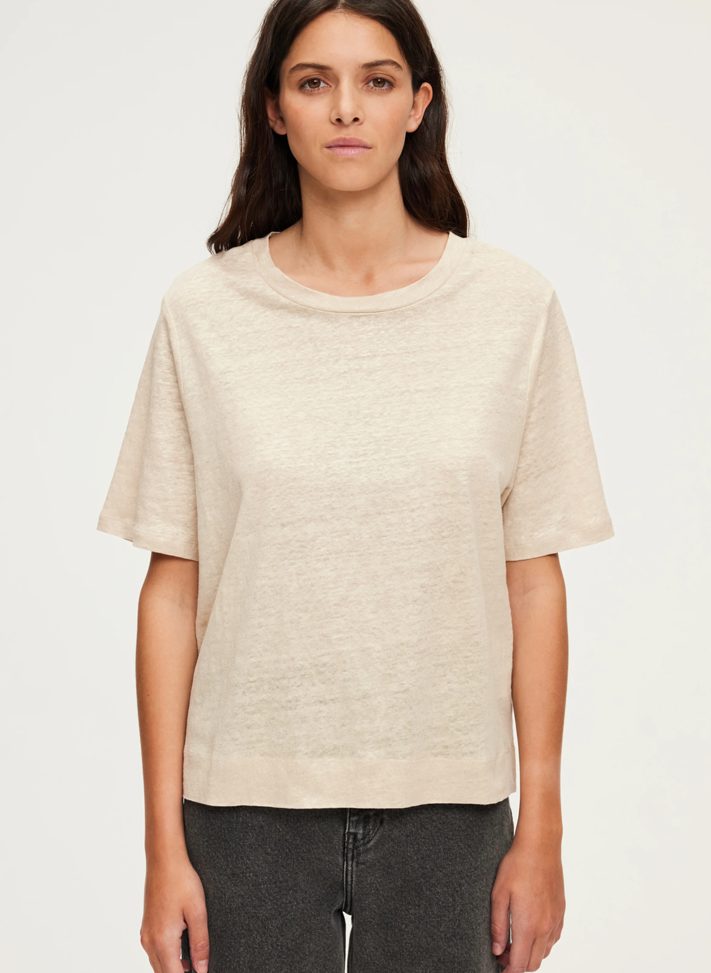 AMINA - Tee-shirt manches courtes en lin | Doré