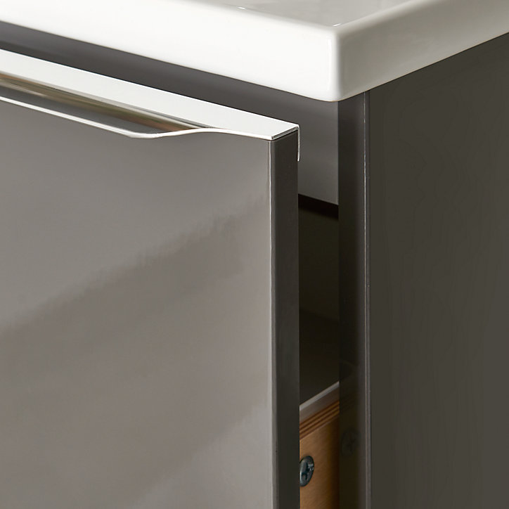 Meuble sous vasque à suspendre GoodHome Imandra gris taupé 60 cm + plan de toilette Marloes