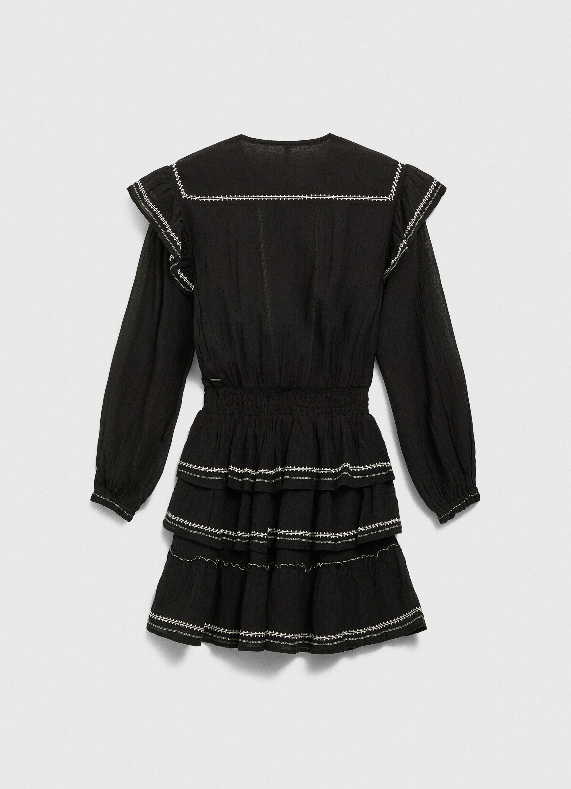 Mini vestido com detalhes bordados - preto