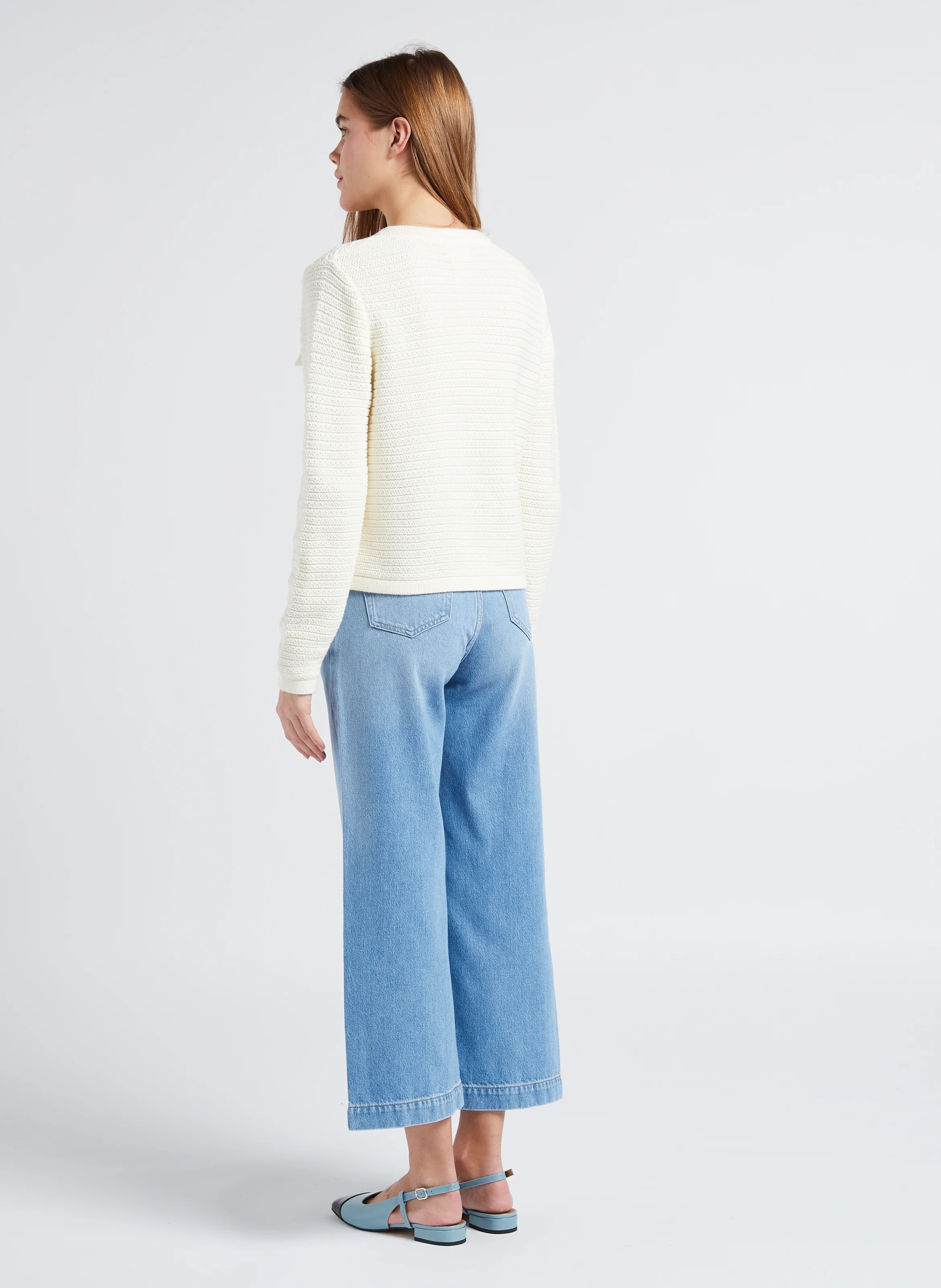 MOSS - Jean droit taille haute en coton mélangé | Jean Délavé