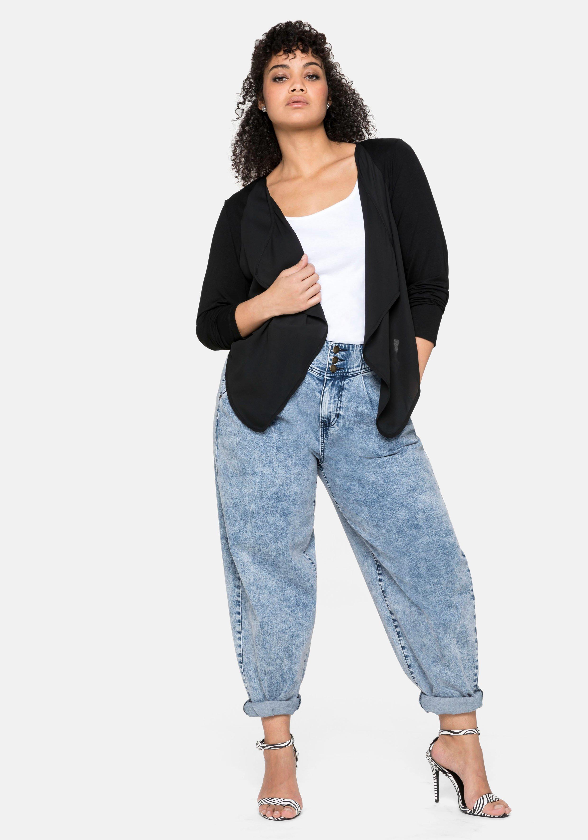 Bolero im Materialmix, mit Zipfelsaum