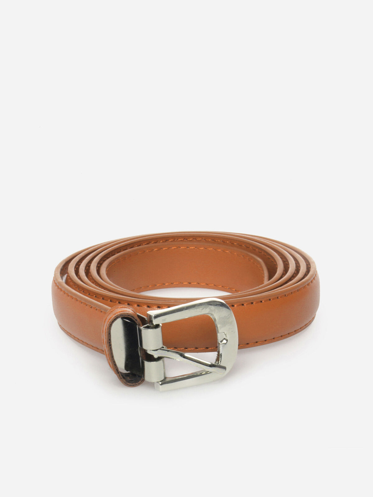 Ceinture fine en cuir- Camel