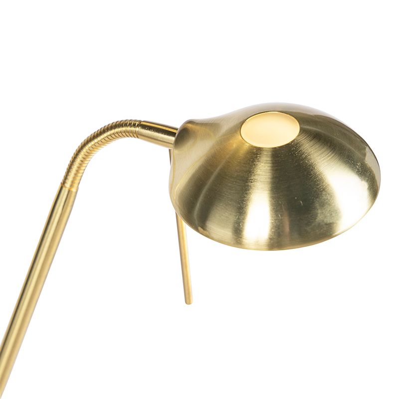 Vloerlamp goud met leeslamp incl. LED en dimmer - Diva 2
