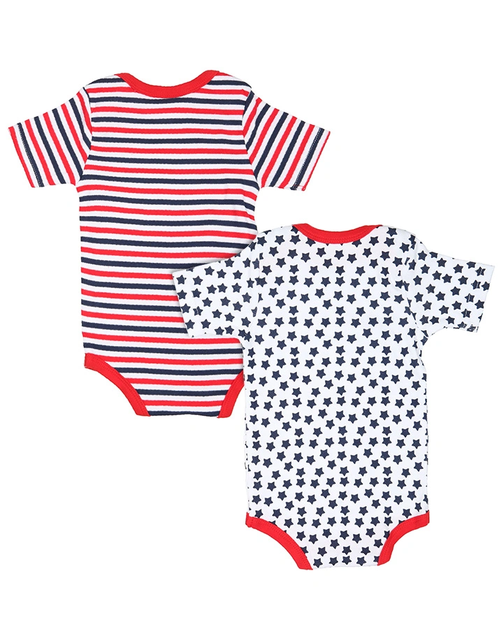 Kurzarm-Body STERNE 2-er Pack in weiß/blau/rot