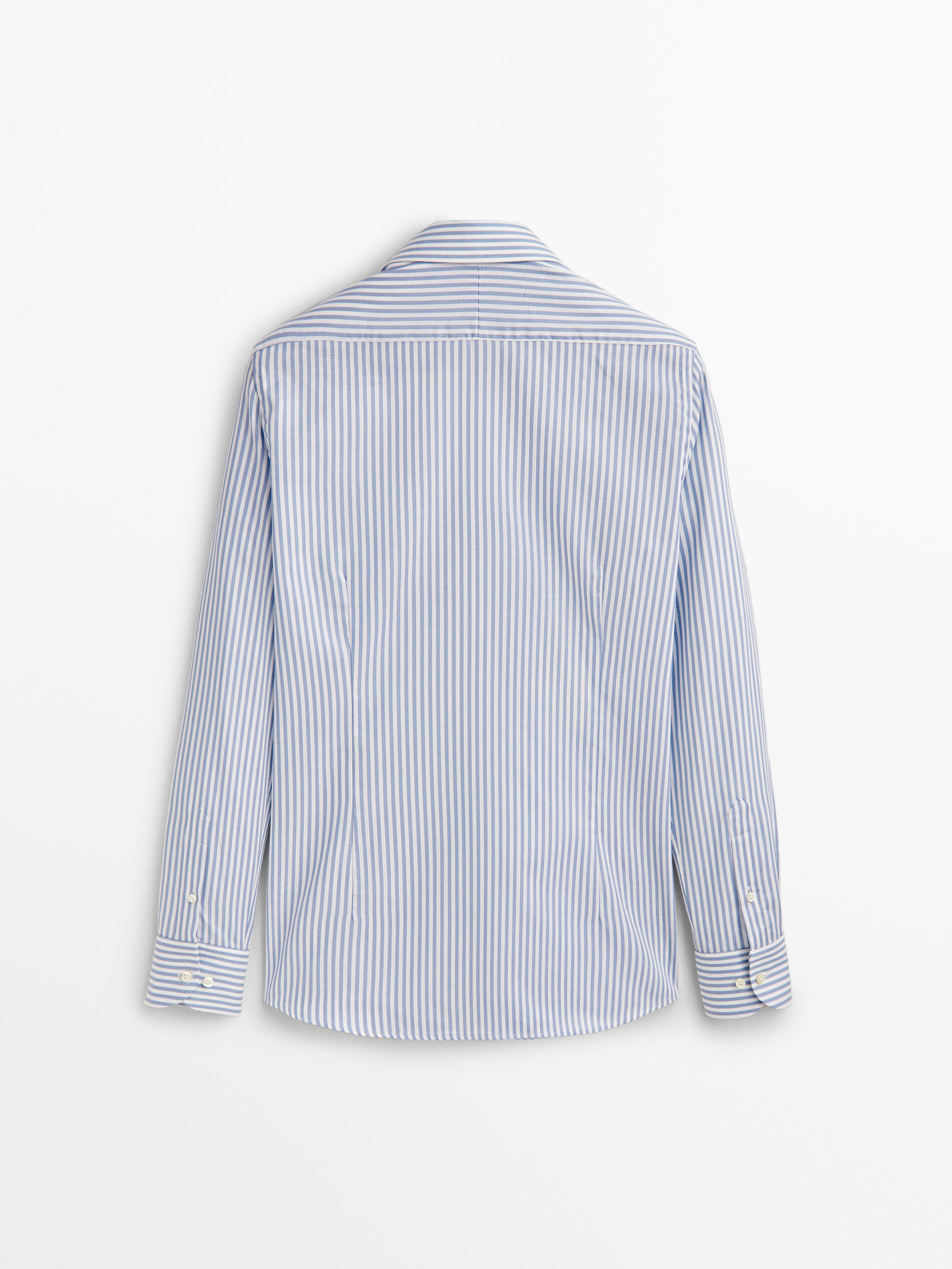 Camisa listrada, estrutura fácil de passar, modelagem slim - AZUL