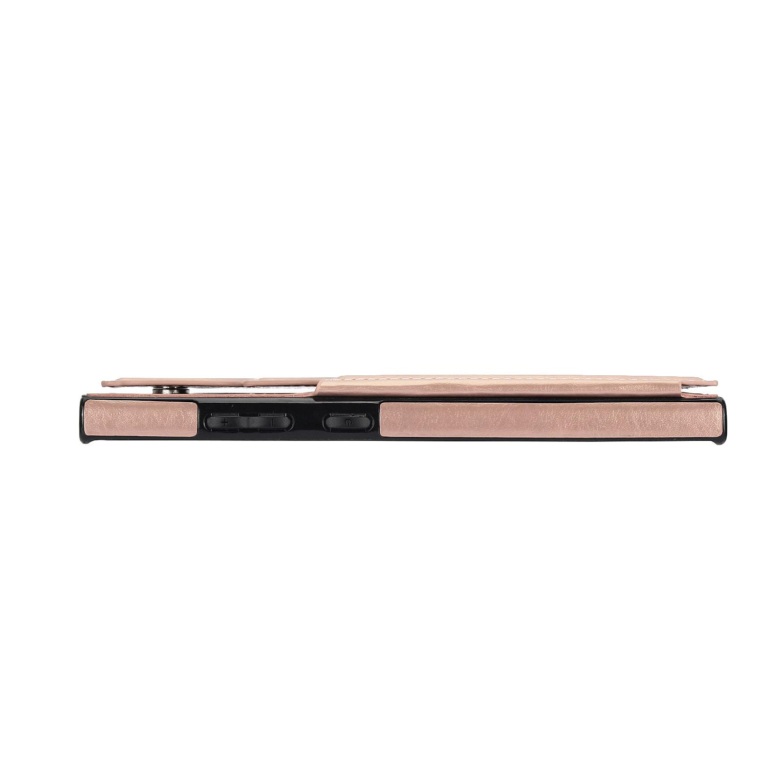 Samsung Galaxy S24 Ultra Hybrid Leder Hülle mit Kartenfach   Kickstand Aufsteller - Roségold