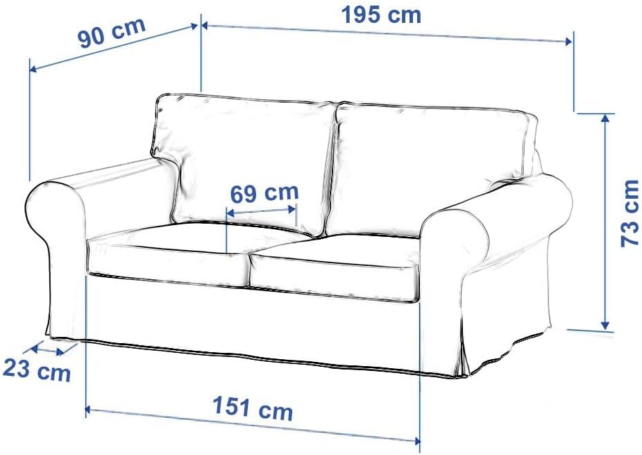 dekoria Ersatz für Bezug für Ektorp 2-Sitzer Schlafsofa ALTES Modell Sofahusse passend für Modell Ektorp Creme- rot gestreift