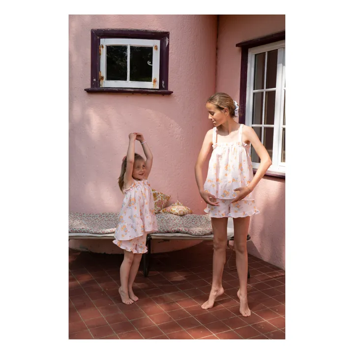 Risu Risu Pyjashort Maya Double Gaze de Coton Bio | Rose pâle