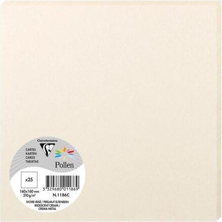 Paquet de 25 cartes simples Pollen 160 x 160 mm 210 g/m2