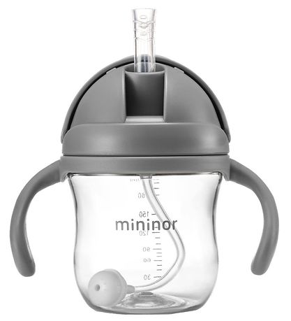 Mininor Becher m. Strohhalme - Tritan - 220 ml - Grau